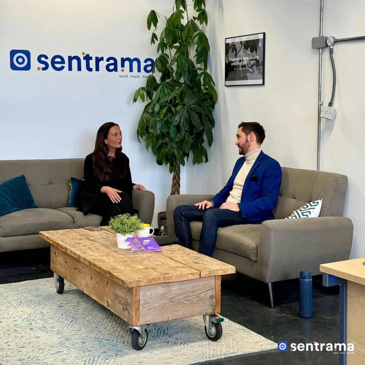 Holly and Robbie in conversation at the Sentrama office
